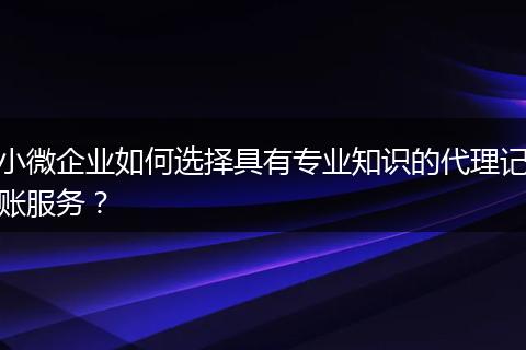 小微企業(yè)如何選擇具有專業(yè)知識(shí)的代理記賬服務(wù)？