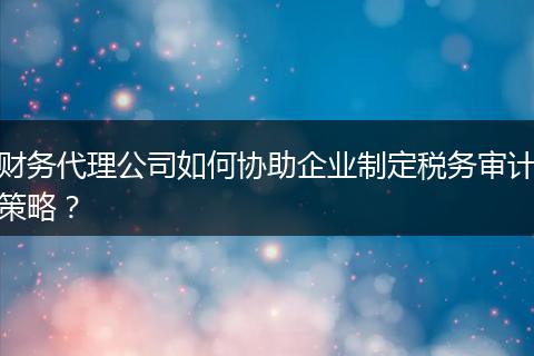 財務(wù)代理公司如何協(xié)助企業(yè)制定稅務(wù)審計策略？