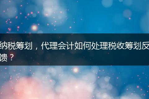 納稅籌劃，代理會計如何處理稅收籌劃反饋？