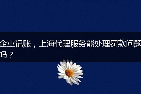 企業(yè)記賬，上海代理服務能處理罰款問題嗎？