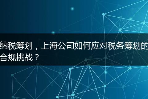 納稅籌劃，上海公司如何應(yīng)對(duì)稅務(wù)籌劃的合規(guī)挑戰(zhàn)？