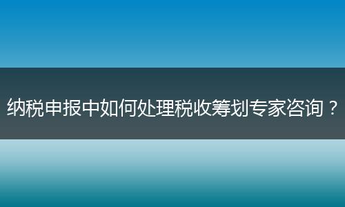 納稅申報中如何處理稅收籌劃專家咨詢？