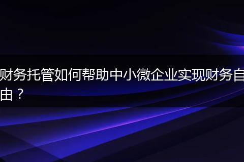 財(cái)務(wù)托管如何幫助中小微企業(yè)實(shí)現(xiàn)財(cái)務(wù)自由?