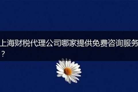 上海財(cái)稅代理公司哪家提供免費(fèi)咨詢服務(wù)？