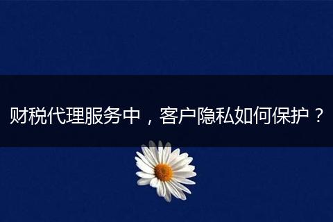財稅代理服務中，客戶隱私如何保護？