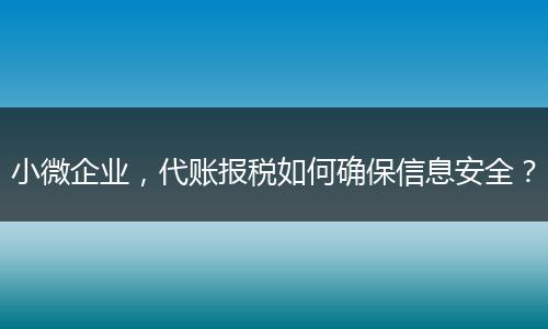 小微企業(yè)，代賬報(bào)稅如何確保信息安全？