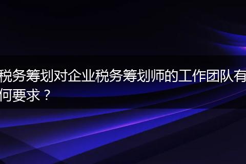 稅務籌劃對企業(yè)稅務籌劃師的工作團隊有何要求？