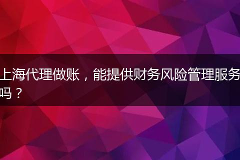 上海代理做賬，能提供財務(wù)風(fēng)險管理服務(wù)嗎？