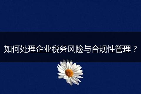 如何處理企業(yè)稅務(wù)風(fēng)險(xiǎn)與合規(guī)性管理？