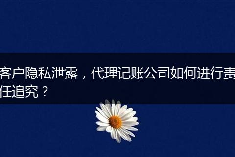 客戶隱私泄露，代理記賬公司如何進行責(zé)任追究？