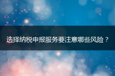 選擇納稅申報(bào)服務(wù)要注意哪些風(fēng)險(xiǎn)？