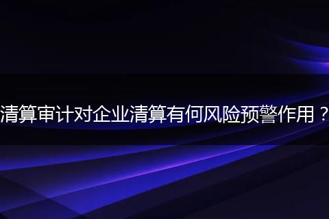 清算審計(jì)對(duì)企業(yè)清算有何風(fēng)險(xiǎn)預(yù)警作用?