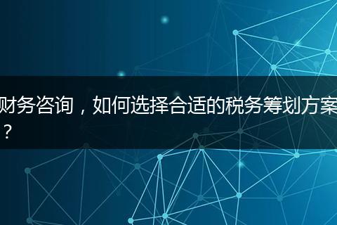 財(cái)務(wù)咨詢，如何選擇合適的稅務(wù)籌劃方案？