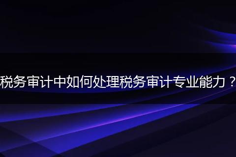 稅務(wù)審計(jì)中如何處理稅務(wù)審計(jì)專業(yè)能力？
