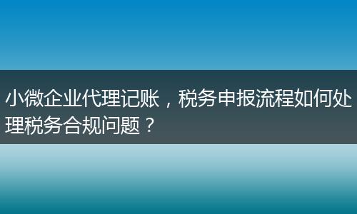小微企業(yè)代理記賬，稅務(wù)申報流程如何處理稅務(wù)合規(guī)問題？
