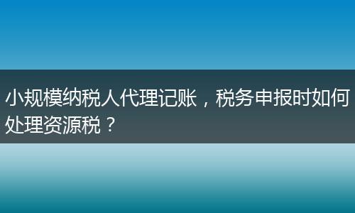 小規(guī)模納稅人代理記賬，稅務(wù)申報時如何處理資源稅？