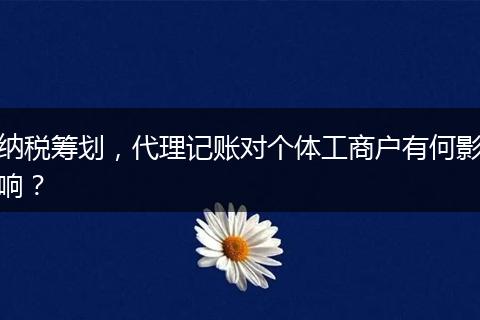 納稅籌劃，代理記賬對個體工商戶有何影響？