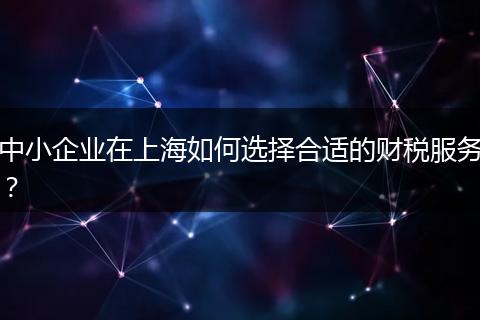 中小企業(yè)在上海如何選擇合適的財(cái)稅服務(wù)？