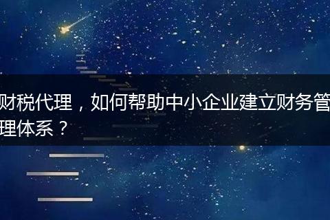 財(cái)稅代理，如何幫助中小企業(yè)建立財(cái)務(wù)管理體系？