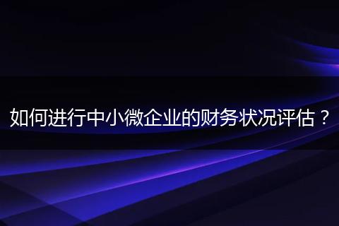 如何進(jìn)行中小微企業(yè)的財務(wù)狀況評估?