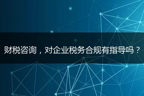財(cái)稅咨詢，對(duì)企業(yè)稅務(wù)合規(guī)有指導(dǎo)嗎？