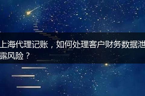 上海代理記賬，如何處理客戶財務(wù)數(shù)據(jù)泄露風險？