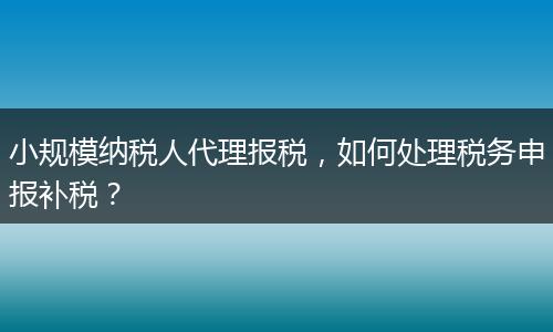 小規(guī)模納稅人代理報稅，如何處理稅務申報補稅？