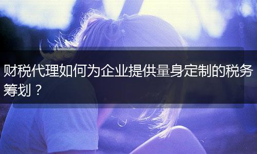 財(cái)稅代理如何為企業(yè)提供量身定制的稅務(wù)籌劃?