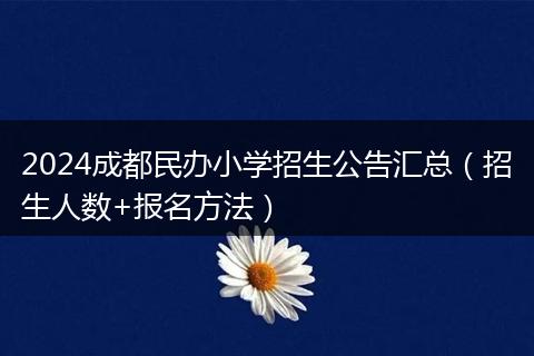 2024成都民辦小學(xué)招生公告匯總（招生人數(shù)+報名方法）