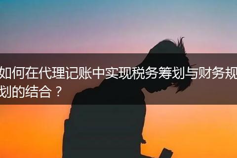 如何在代理記賬中實(shí)現(xiàn)稅務(wù)籌劃與財(cái)務(wù)規(guī)劃的結(jié)合?