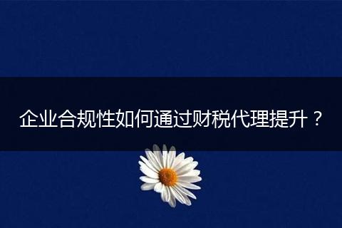 企業(yè)合規(guī)性如何通過財(cái)稅代理提升？