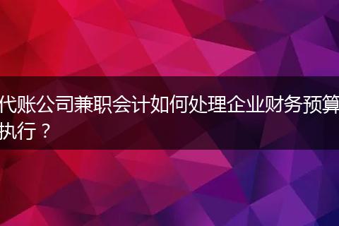 代賬公司兼職會(huì)計(jì)如何處理企業(yè)財(cái)務(wù)預(yù)算執(zhí)行？