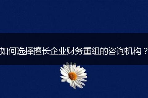 如何選擇擅長企業(yè)財(cái)務(wù)重組的咨詢機(jī)構(gòu)?