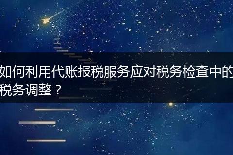 如何利用代賬報(bào)稅服務(wù)應(yīng)對(duì)稅務(wù)檢查中的稅務(wù)調(diào)整？