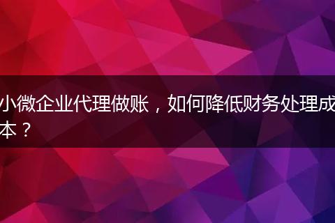 小微企業(yè)代理做賬，如何降低財(cái)務(wù)處理成本？