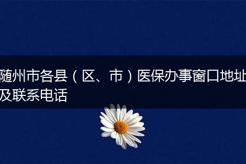 隨州市各縣(區(qū)、市)醫(yī)保辦事窗口地址及聯(lián)系電話