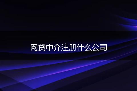 網(wǎng)貸中介注冊什么公司
