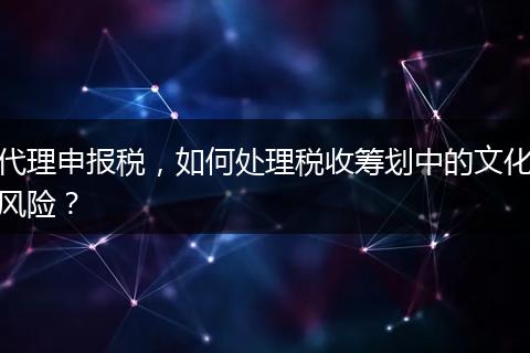代理申報(bào)稅，如何處理稅收籌劃中的文化風(fēng)險(xiǎn)？