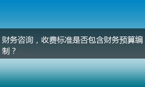 財務(wù)咨詢，收費(fèi)標(biāo)準(zhǔn)是否包含財務(wù)預(yù)算編制？