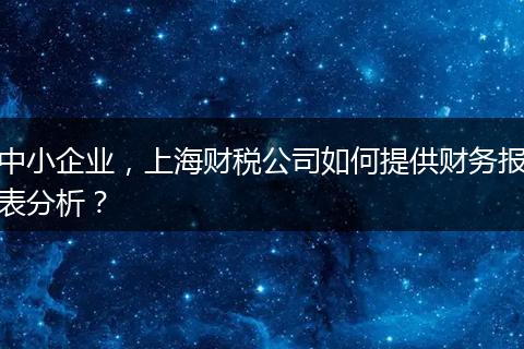 中小企業(yè)，上海財稅公司如何提供財務報表分析？