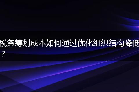 稅務(wù)籌劃成本如何通過優(yōu)化組織結(jié)構(gòu)降低？