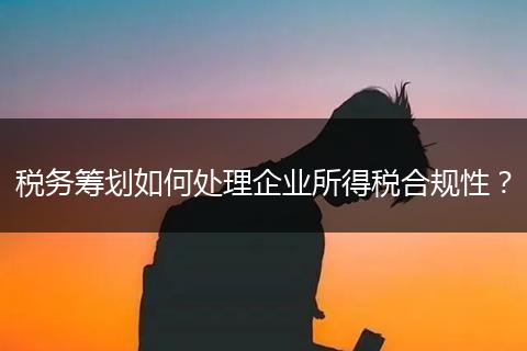 稅務(wù)籌劃如何處理企業(yè)所得稅合規(guī)性?