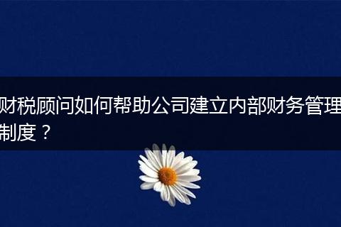財(cái)稅顧問如何幫助公司建立內(nèi)部財(cái)務(wù)管理制度？
