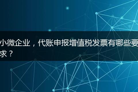 小微企業(yè)，代賬申報增值稅發(fā)票有哪些要求？