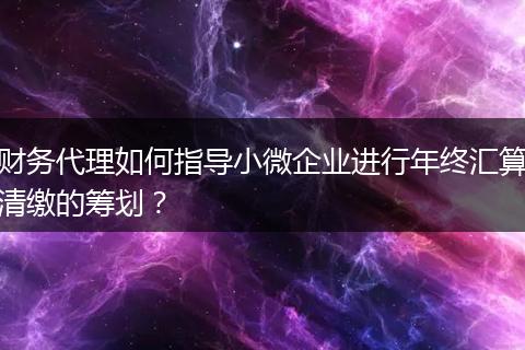 財(cái)務(wù)代理如何指導(dǎo)小微企業(yè)進(jìn)行年終匯算清繳的籌劃?