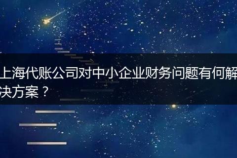 上海代賬公司對中小企業(yè)財務問題有何解決方案？