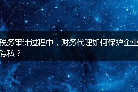 稅務審計過程中，財務代理如何保護企業(yè)隱私？