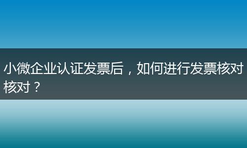 小微企業(yè)認(rèn)證發(fā)票后，如何進(jìn)行發(fā)票核對核對？