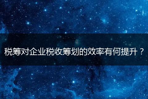 稅籌對(duì)企業(yè)稅收籌劃的效率有何提升？