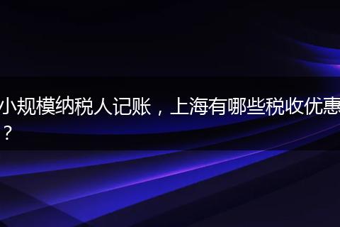 小規(guī)模納稅人記賬，上海有哪些稅收優(yōu)惠？